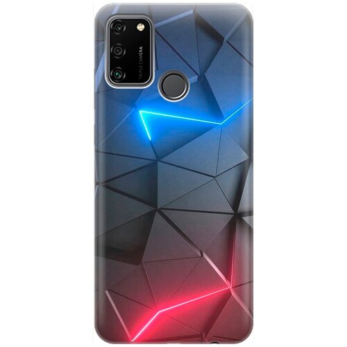 фото Ультратонкий силиконовый чехол-накладка для honor 9a с принтом "графитовые грани" gosso