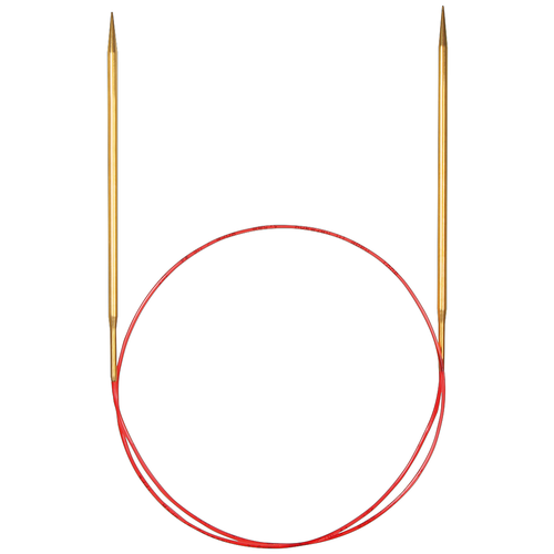Спицы ADDI круговые с удлиненным кончиком 755-7, диаметр 6 мм, длина 80 см, общая длина 80 см, золотистый/красный