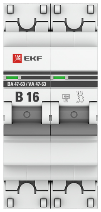 Автоматический выключатель 2P 16А (В) 4,5kA ВА 47-63, EKF PROxima - фотография № 2