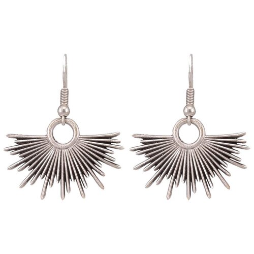 фото Серьги бижутерные солнце (замок-крючок, бижутерный сплав, серебристый) 1-56079 otokodesign