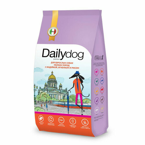 Dailydog casual корм для взрослых собак мелких пород с индейкой, ягненком и рисом 3кг GKZ (2 шт)