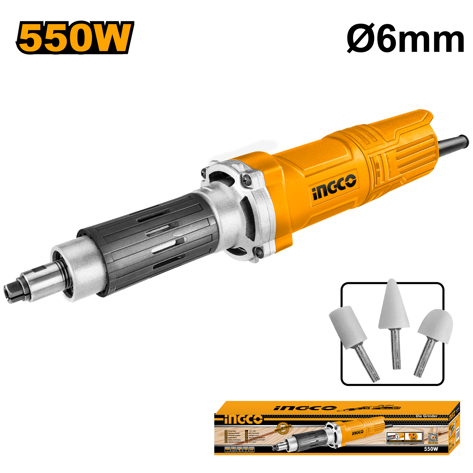 Прямошлифовальная машина INGCO PDG5501 INDUSTRIAL 550 Вт 6 мм