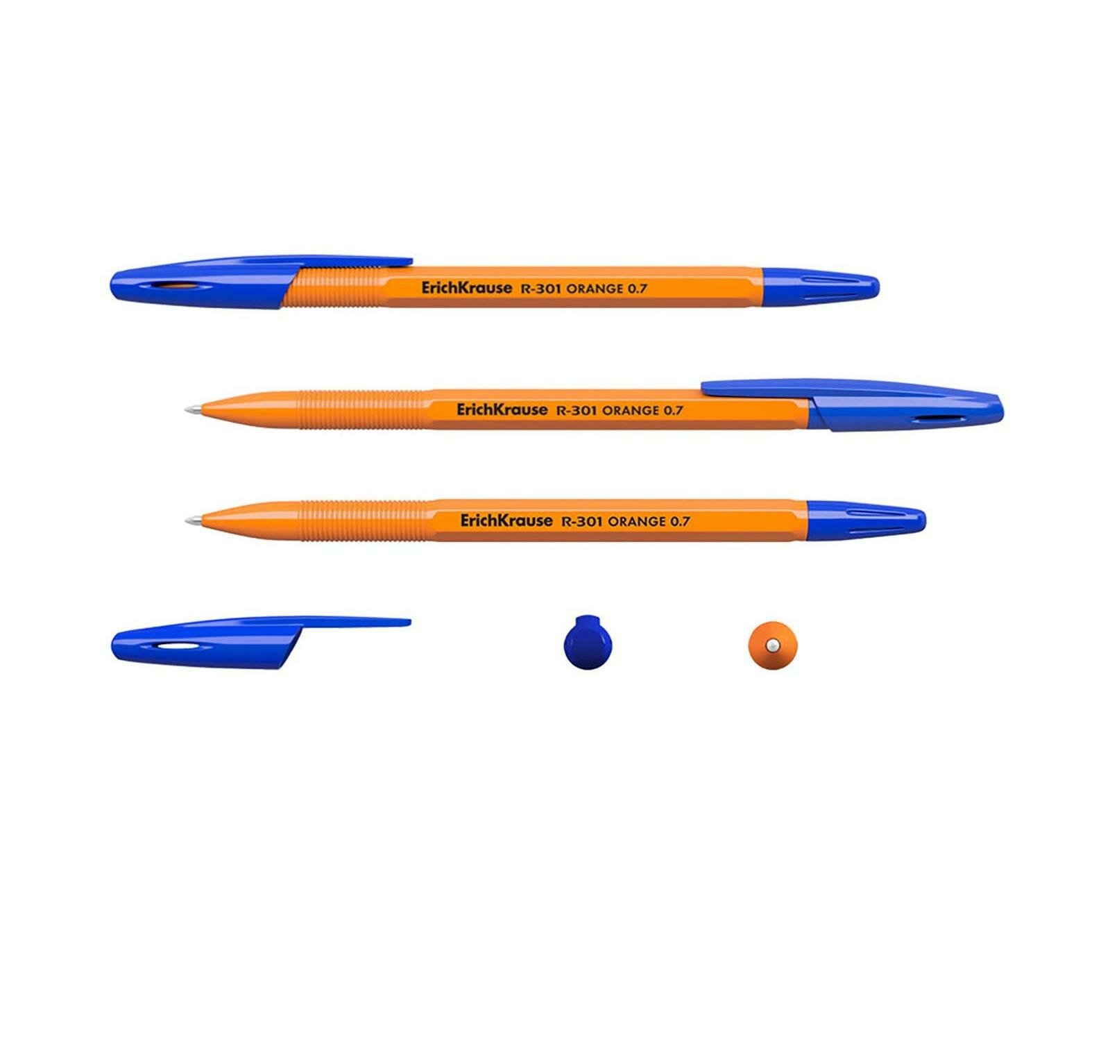 Ручка шариковая Erich Krause R-301 Orange 0.7 Stick в наборе из 3 штук пакет - фото №20