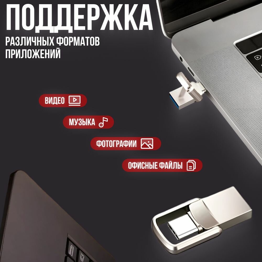 USB флеш-накопитель 3.0 Xiaomi/ USB, Type-C / 2 ТБ / корпус серебристый металлик