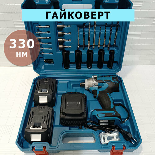 Гайковерт аккумуляторный ударный с набором головок ударный гайковерт mekkan mk 83203 1100 вт