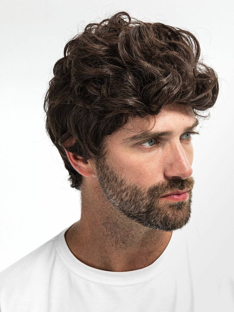 Парик мужской коричневый кудрявый — фото 1