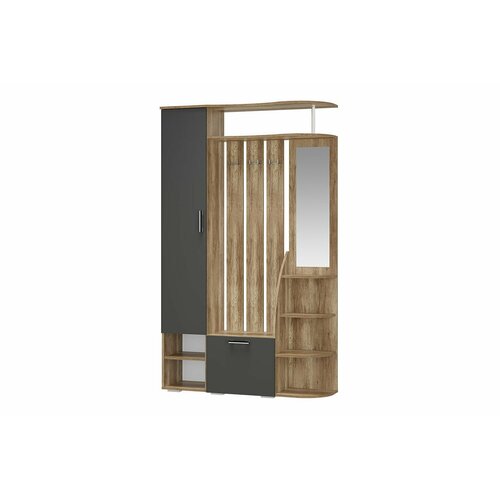 Прихожая Hoff Агата прямая напольная ЛДСПзеркало 1202х2018х356 см цвет дуб Каньон графит 9999₽