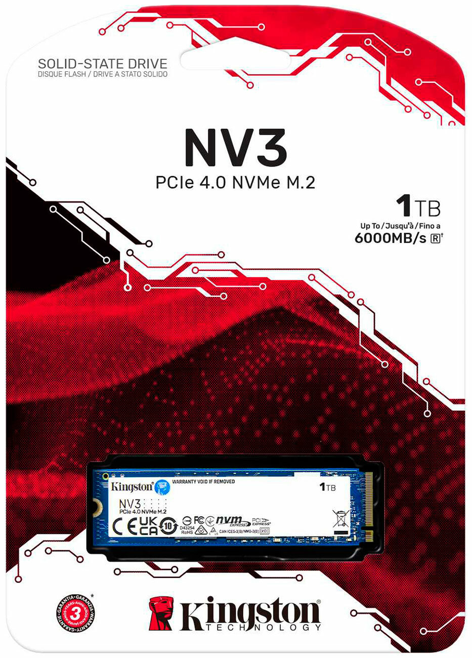 SSD накопитель Kingston M.2 1000Gb NV3 PCIe (SNV3S/1000G) — фото 1