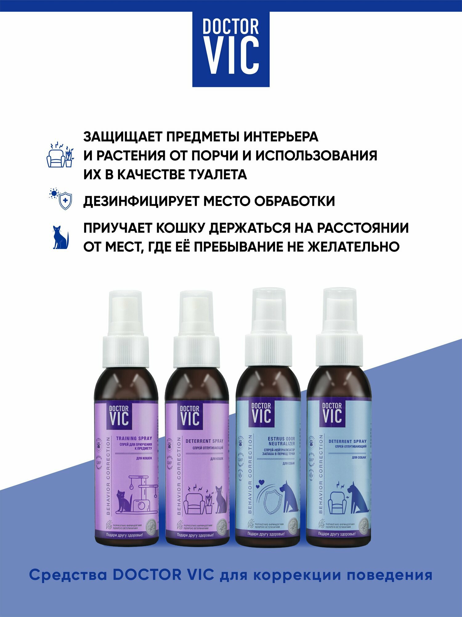 Спрей отпугивающий кошек для коррекции поведения, Антигадин, защита мебели и растений, 100 мл — фото 1