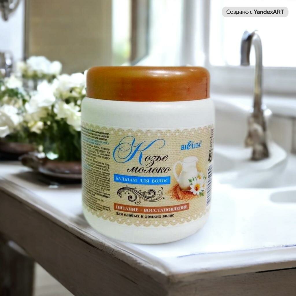 Бальзам для волос "Козье молоко" питание и восстановление BIELITA 450ml