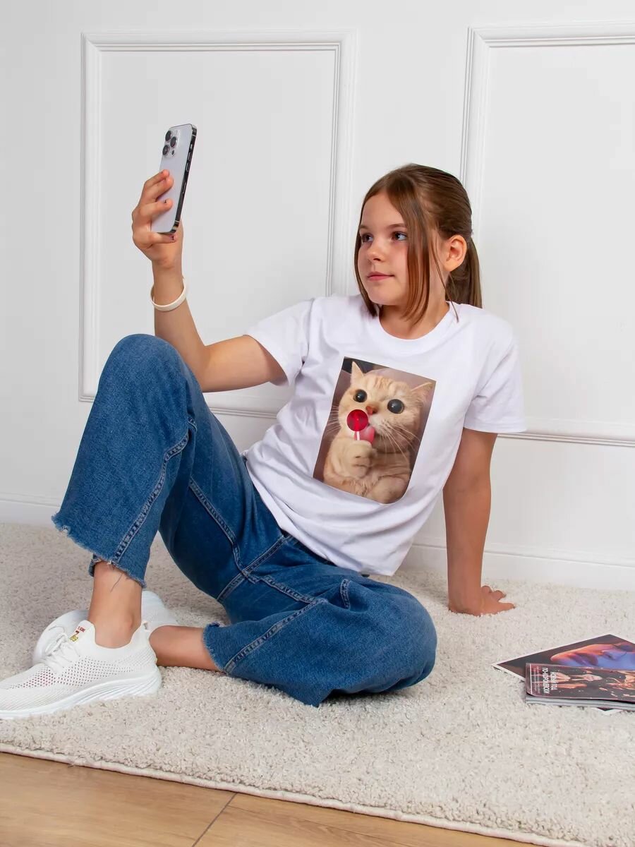 Футболка , размер 140, белый — фото 1