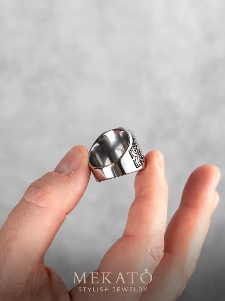 Печатка МЕКАТО, стекло, размер 20, красный, серебряный — фото 1