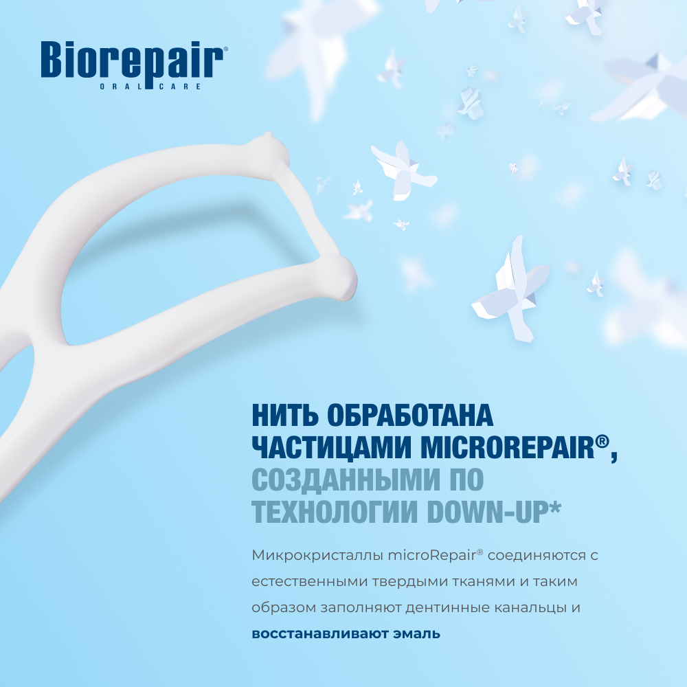 Изображение Зубная нить Biorepair Forcelle Interdentale Monouso с держателем одноразовая 36 шт
