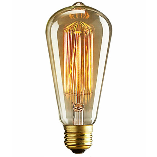 Лампа Эдисона Ретроник ST64-19 груша 220V E27 40W янтарное стекло (лампа накаливания)