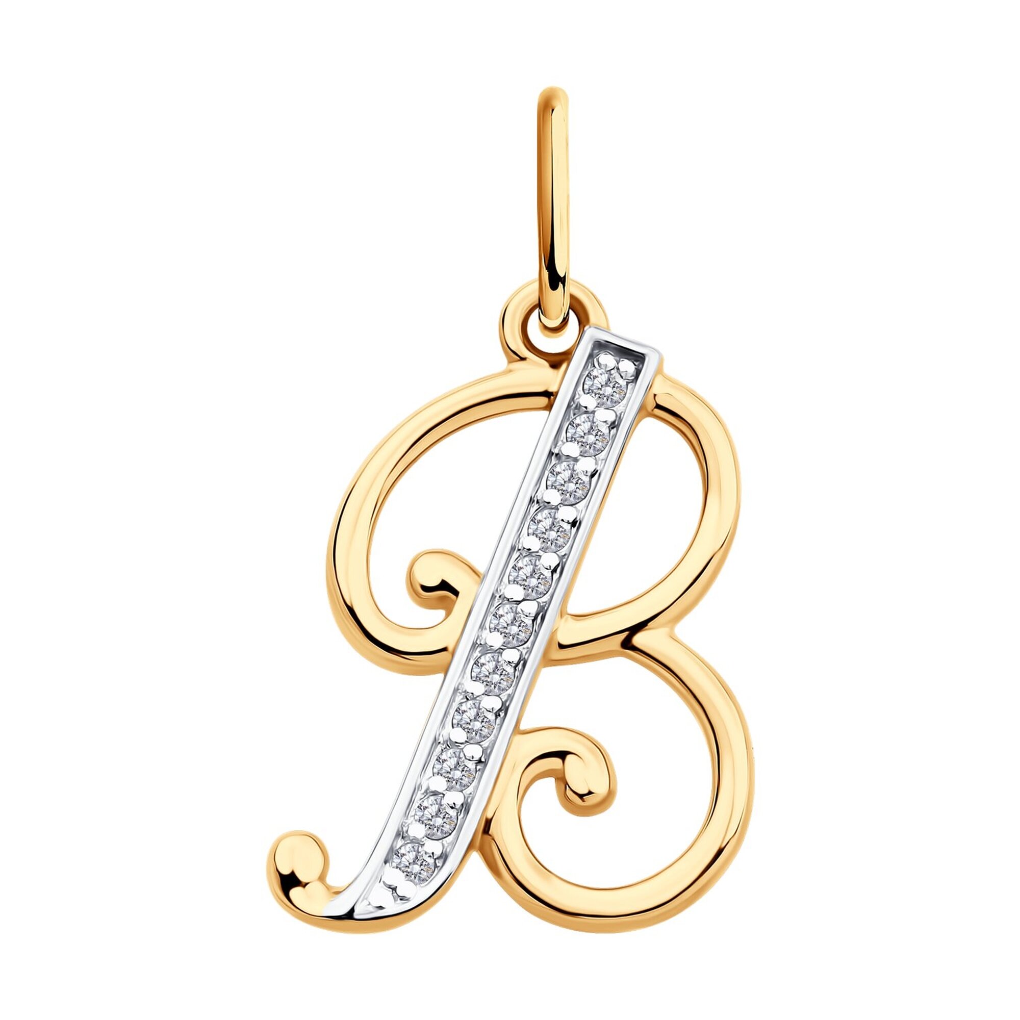 Подвеска Diamant online, красное золото, 585 проба, фианит