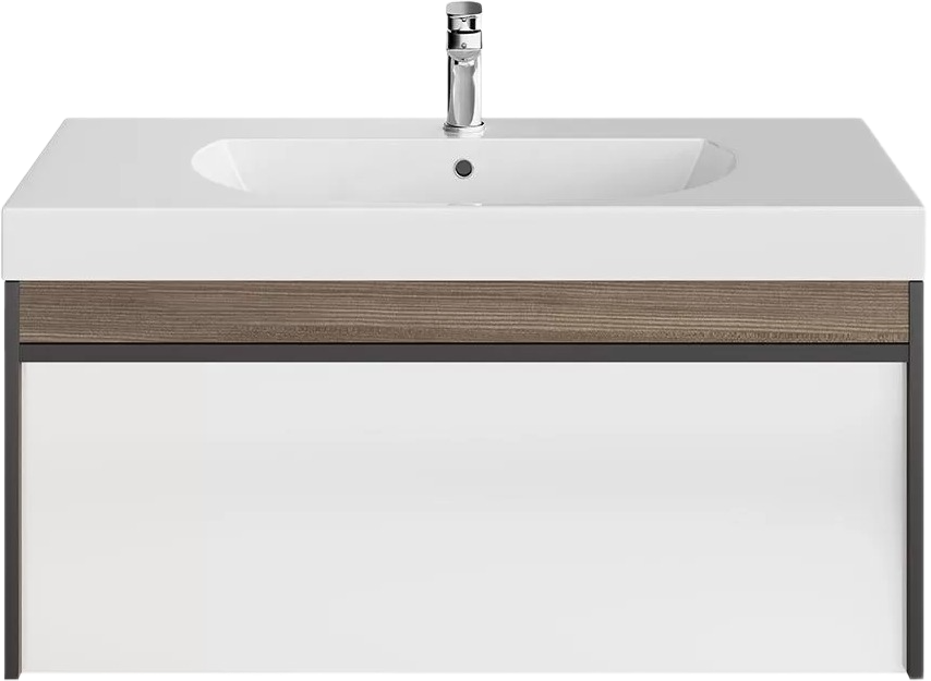 Тумба с раковиной KERAMA MARAZZI Modula 100, подвесная, арабика, с раковиной Buongiorno 100
