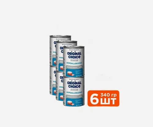 Изображение товара Консервы для собак Original Choice Vetdiet Hypoallergenic при пищевой аллергии, упаковка 6 шт х 340 гр