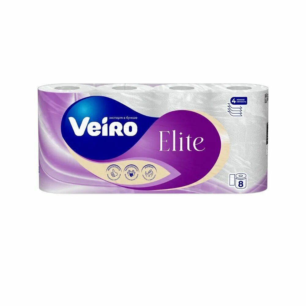 Туалетная бумага Вейро Elite Extra 4-х слойная, 8 шт