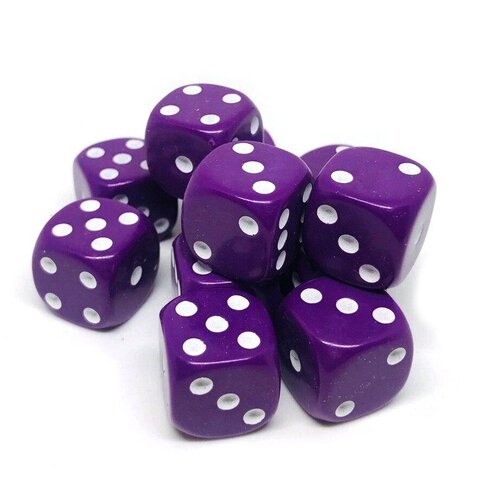 фото "набор игральных кубиков ""простые"", d6, 16мм, 12 шт., цвет: фиолетово-белый" pandora's box studio