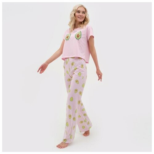 Пижама , размер 44-46, розовый пижама натали футболка брюки короткий рукав пояс на резинке без карманов размер 46 бежевый