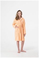 Халат махровый Everliness для девочки капюшон+кант, цвет персик, рост 152