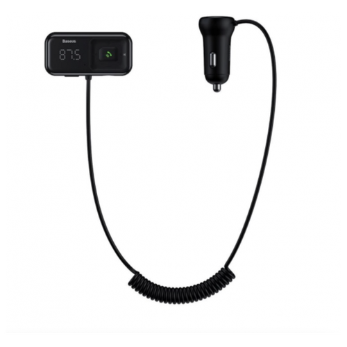 FM трансмиттер c автомобильной зарядкой Baseus T Typed S-16 Wireless MP3 Car Charger (CCTM-E01) 2xUSB (black)