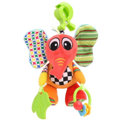 Купить Игрушка-подвеска на прищепке Biba Toys Слоненок Флаппи, красный/зеленый/розовый, текстиль