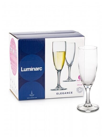 Набор фужеров (бокалов) элеганс для шампанского 170мл 6шт, LUMINARC