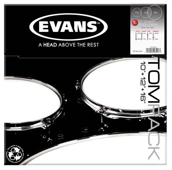 ETP-G1CLR-R G1 Clear Rock Набор пластика для том барабана (10", 12", 16"), Evans