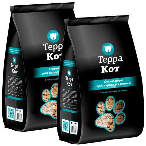Терра КОТ для взрослых кошек с норвежским лососем (10 + 10 кг)