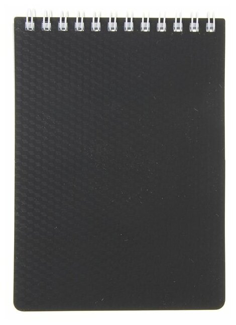 Блокнот пластиковая обложка А6, 80 листов на гребне DIAMOND, Черный