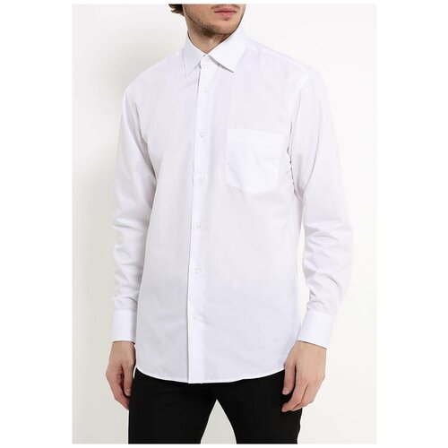 фото Рубашка мужская длинный рукав greg 100/399/white_gb, прямой силуэт / сlassic fit, цвет белый, рост 186-194, размер ворота 40