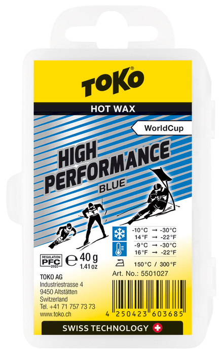 Парафин высокофтористый TOKO High Performance blue (-10°С -30°С) 40 г.