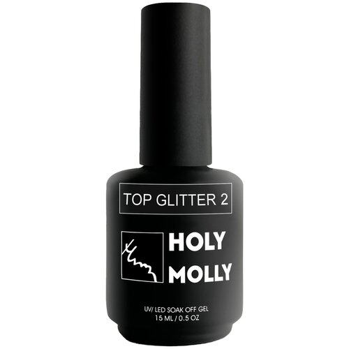 HOLY MOLLY верхнее покрытие Top Glitter 2, прозрачный, 15 мл