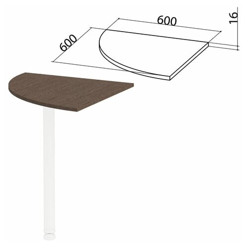 фото Стол приставной угловой "Канц", 600х600х750 мм, без опоры, цвет венге, ПК34.16
