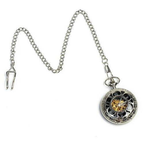 фото Часы карманные "скелетон" механические, 5.5 х 4.5 см, d циферблата=4 см noname