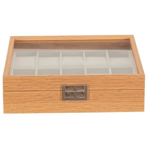 Шкатулка, футляр, кейс для хранения наручных часов, органайзер для украшений, подставка, держатель для браслетов с 10 отделениями 26х21х7,5 см