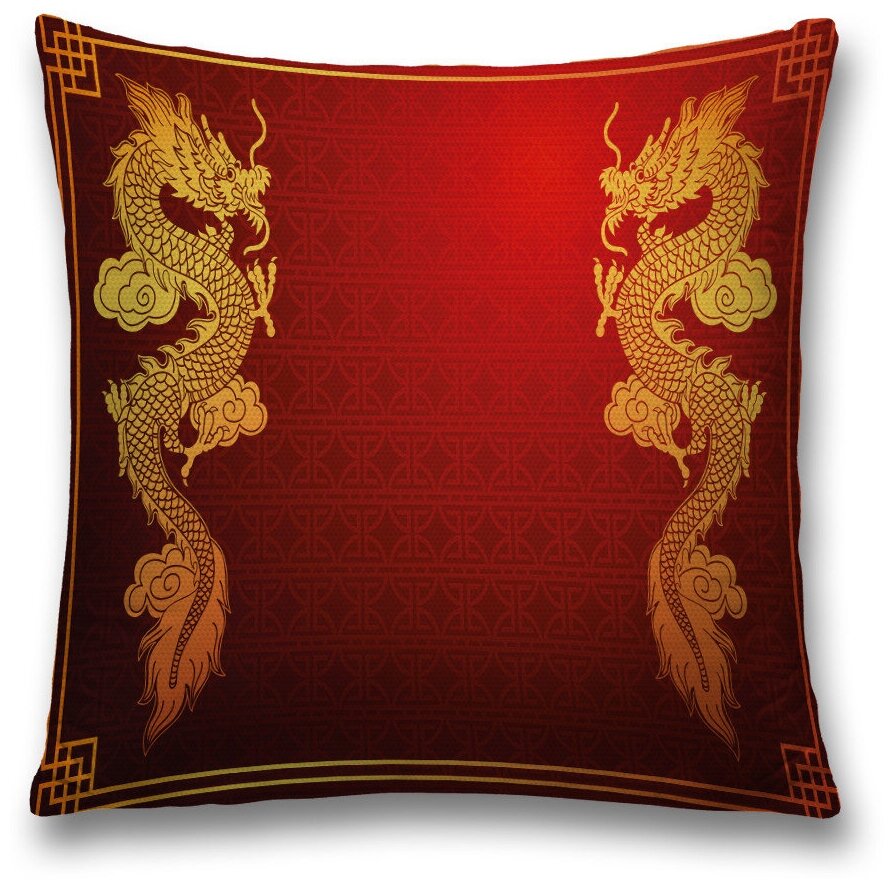 Наволочка декоративная на молнии, чехол на подушку JoyArty "Орнамент дракона" 45х45 см