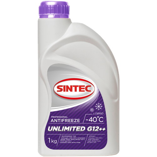 Антифриз Sintec Unlimited G12++ готовый -40C лобридный фиолетовый 5 кг 803584