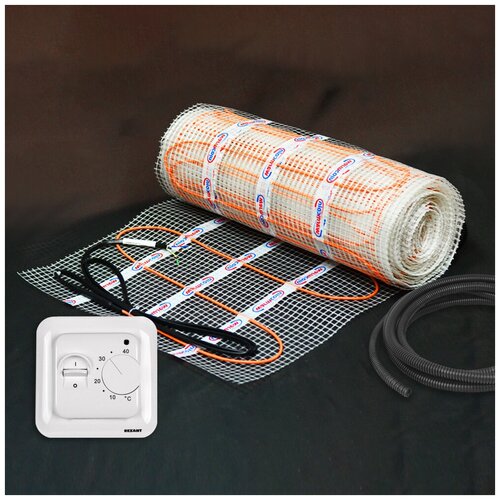 Тёплый пол электрическийпод плитку с терморегулятором Нагревательный мат Warmcoin ЭКО 10 мкв20 мп ширина 50 см 9821₽