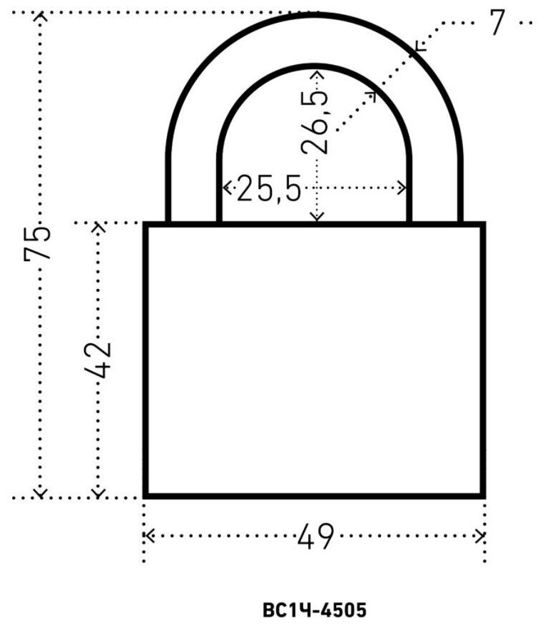 Замок навесной чугунный аллюр ВС1Ч-4505, дужка 7 мм, 5 ключей