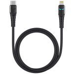 Дата-кабель Deppa LED USB-С - Lightning, LED индикация, PD, 1.2м, алюминий, черный - изображение