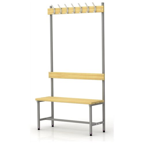 Вешалка односторонняя со скамьей на металлокаркасе Надежда П-091Д/1,0, сосна, 1818*980*370