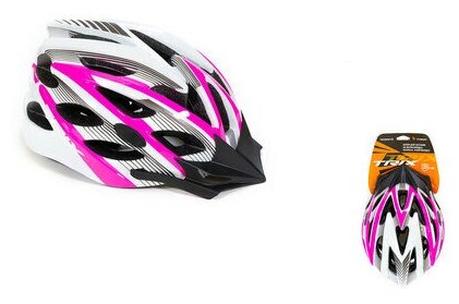 Шлем вело TRIX, кросс-кантри, 25 отверстий, регулировка обхвата, размер: L 59-60см, In Mold, розово-белый