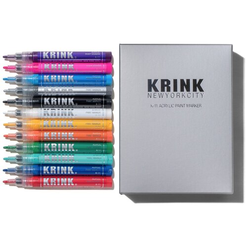 Подарочный набор акриловых маркеров для граффити, скетчинга, холстов Krink K-11 12шт.