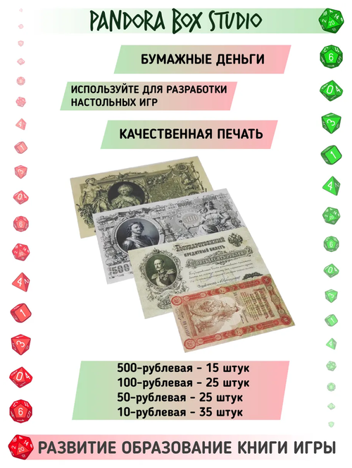 Банкноты (бумажные деньги) для настольных игр, для создания своих игр, для экономических стратегий и настольных ролевых игр, 100 шт.