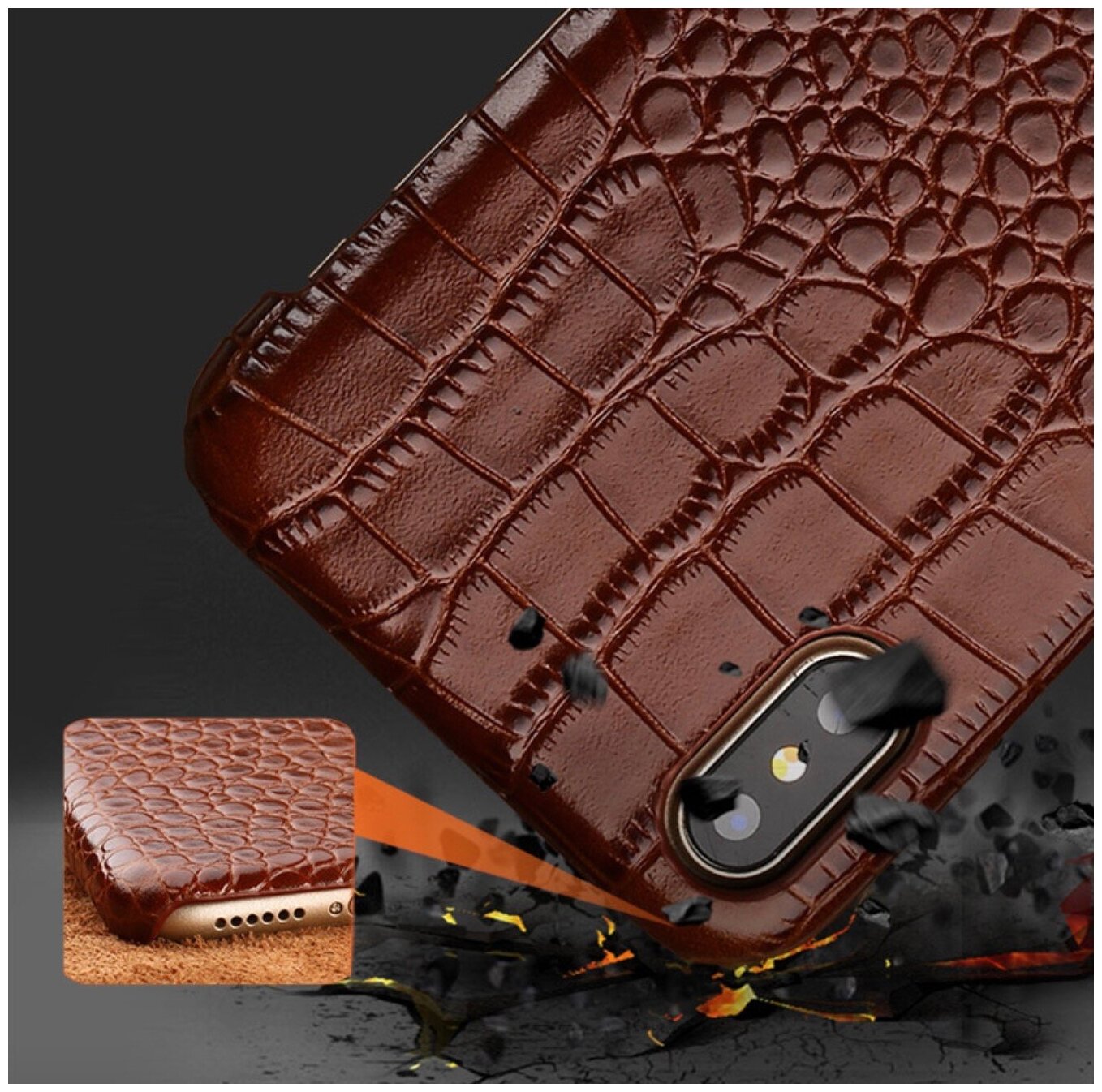 Чехол-накладка-бампер MyPads Premium для Samsung Galaxy S10 SM-G973F (Свмсунг Галакси С10) из натуральной кожи с тиснением крокодила экзотическая.
