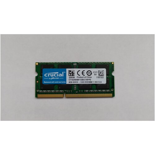 Оперативная память CRUCIAL DDR3L 8 ГБ 1333 MHz SO-DIMM PC3L-10600U 1x8 ГБ (CT102464BF133B. C16FPD) для ноутбука память оперативная ddr3 infortrend 8gb 1333mhz ddr3nncmd 0010