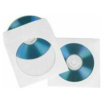 Конверты для CD/DVD, бумажные с прозрачным окошком, 25 шт, белый, Hama [OxC]