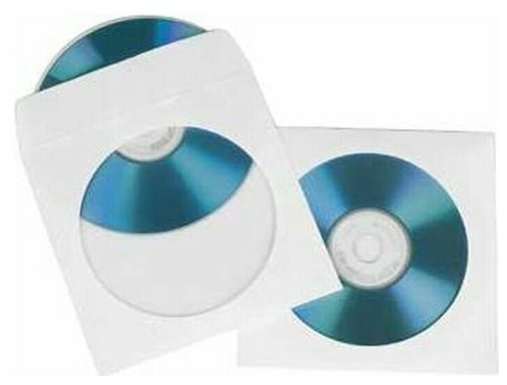 Конверты для CD/DVD, бумажные с прозрачным окошком, 25 шт, белый, Hama [OxC]